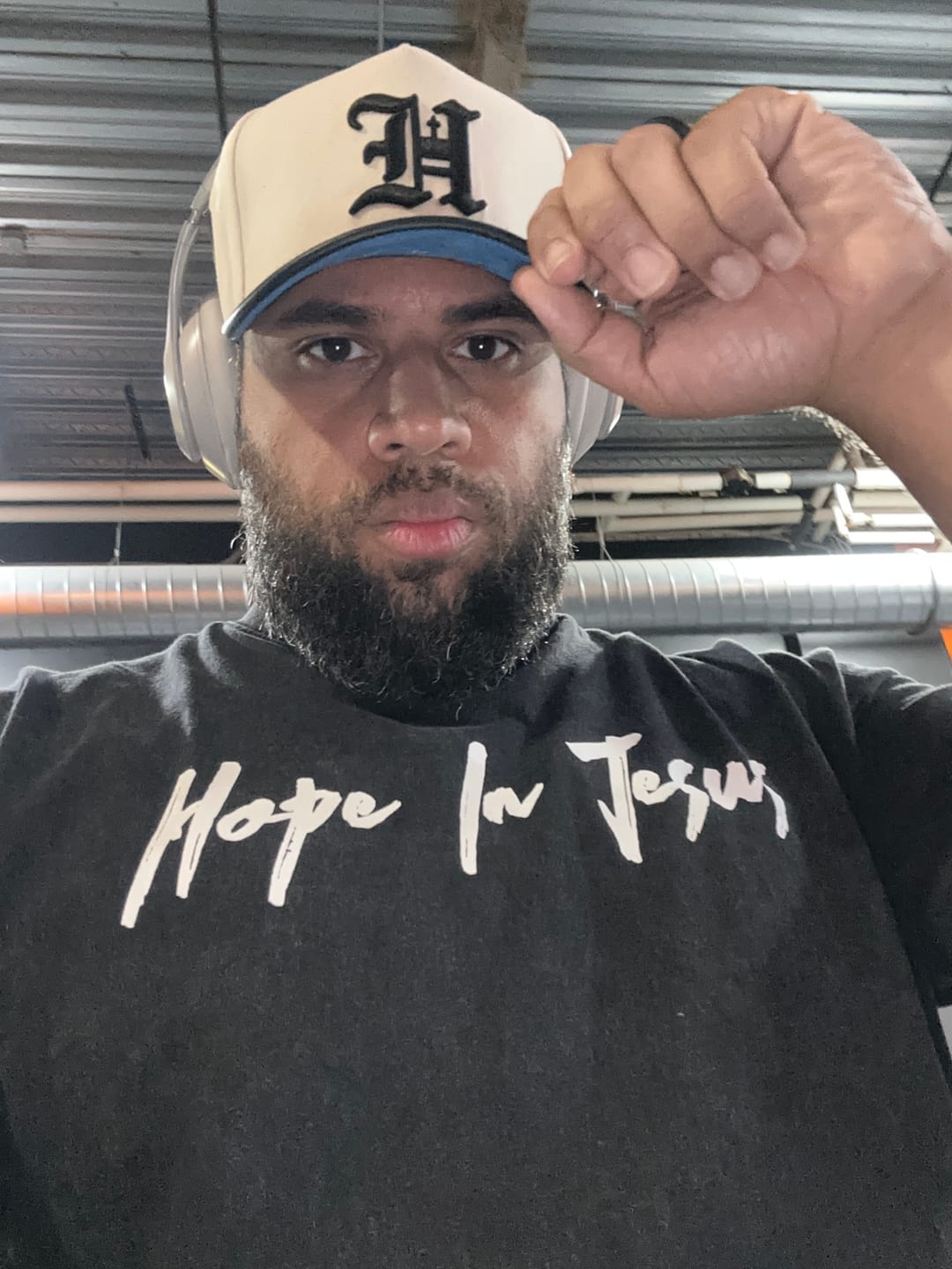 Customer photo review of Cream & Black Leather Brim