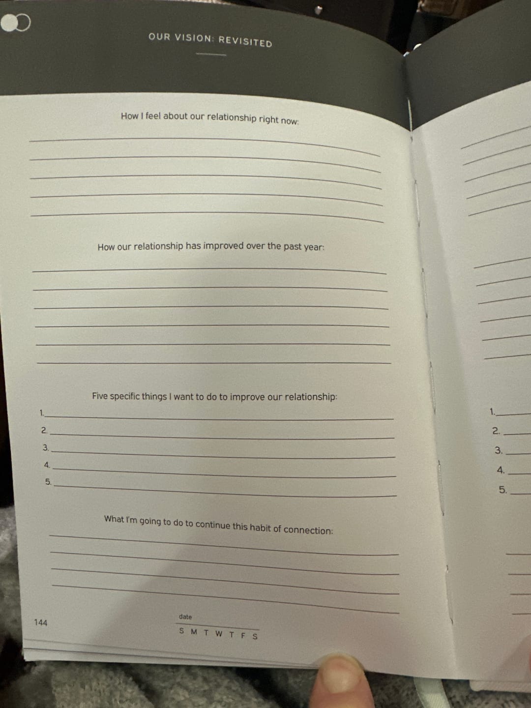 Customer photo review of Our Connection Journal: 52 Weeks of Exploration for Two (Aloe Green)