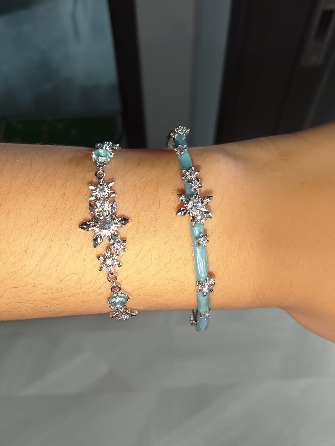 Customer photo review of "Snow Land" Platinum Plated Snowflake Charm Bracelet
