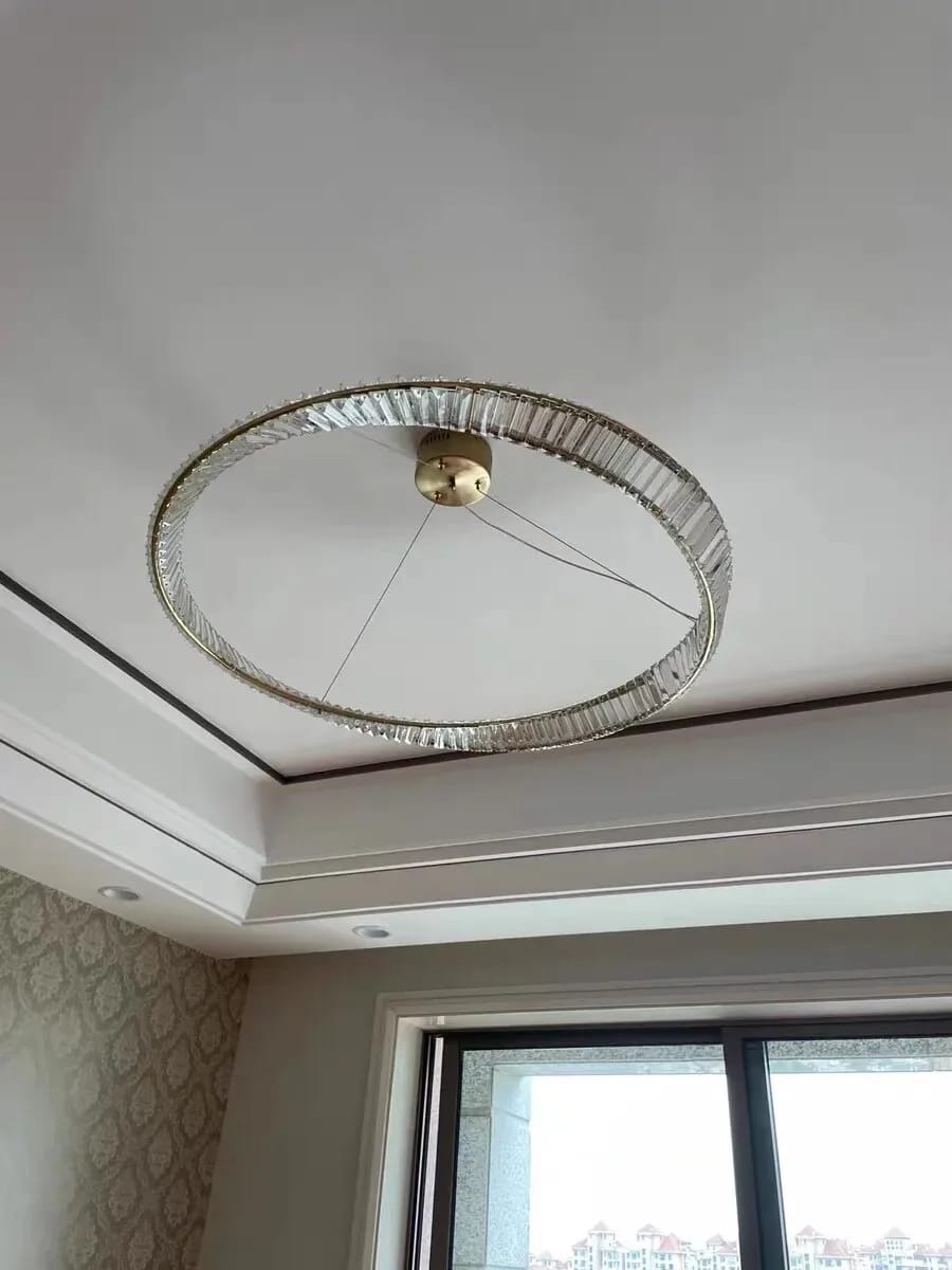 Customer photo review of Gold Crystal Chandelier, Twisting Ring, Hardwired LED, 40-100 cm