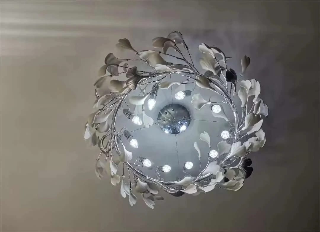 Customer photo review of Gold Leaf Chandelier, Ceramic or Acrylic Leaves, Branching, 50-180 cm
