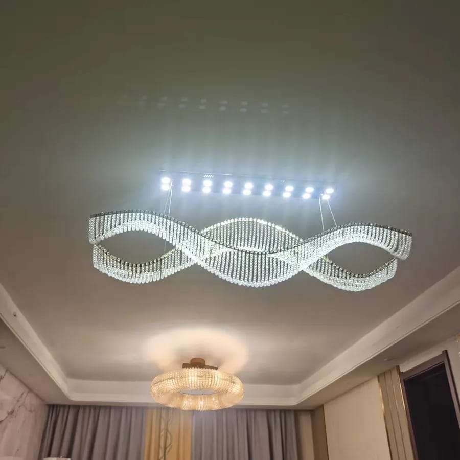 Customer photo review of Crystal Chandelier, Ribbon-Inspired Design, Integrated LED, 120–150 cm