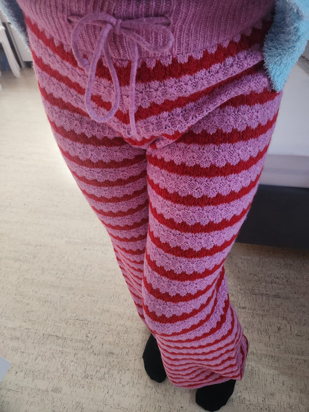 Customer photo review of Cozy Stripe Wide Pants