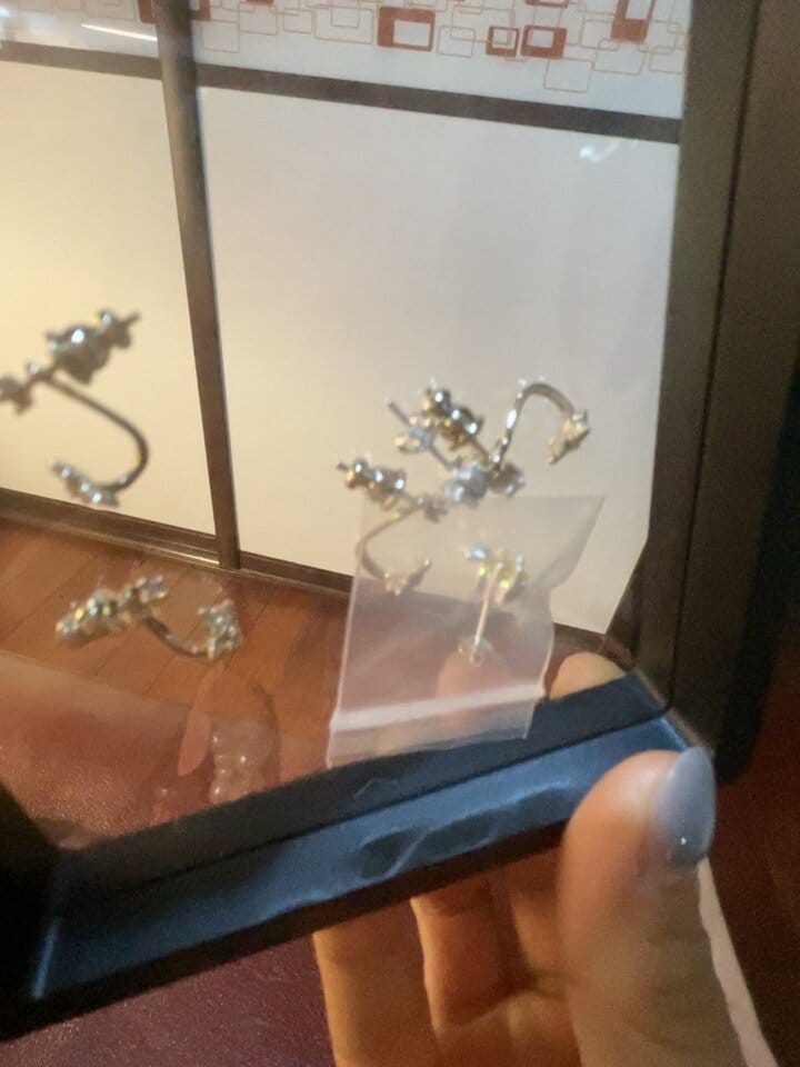 Customer photo review of "WISHING STAR" Rhodium Plated Zirconia Wishing Star Stud Earrings, Celestial Star Earrings