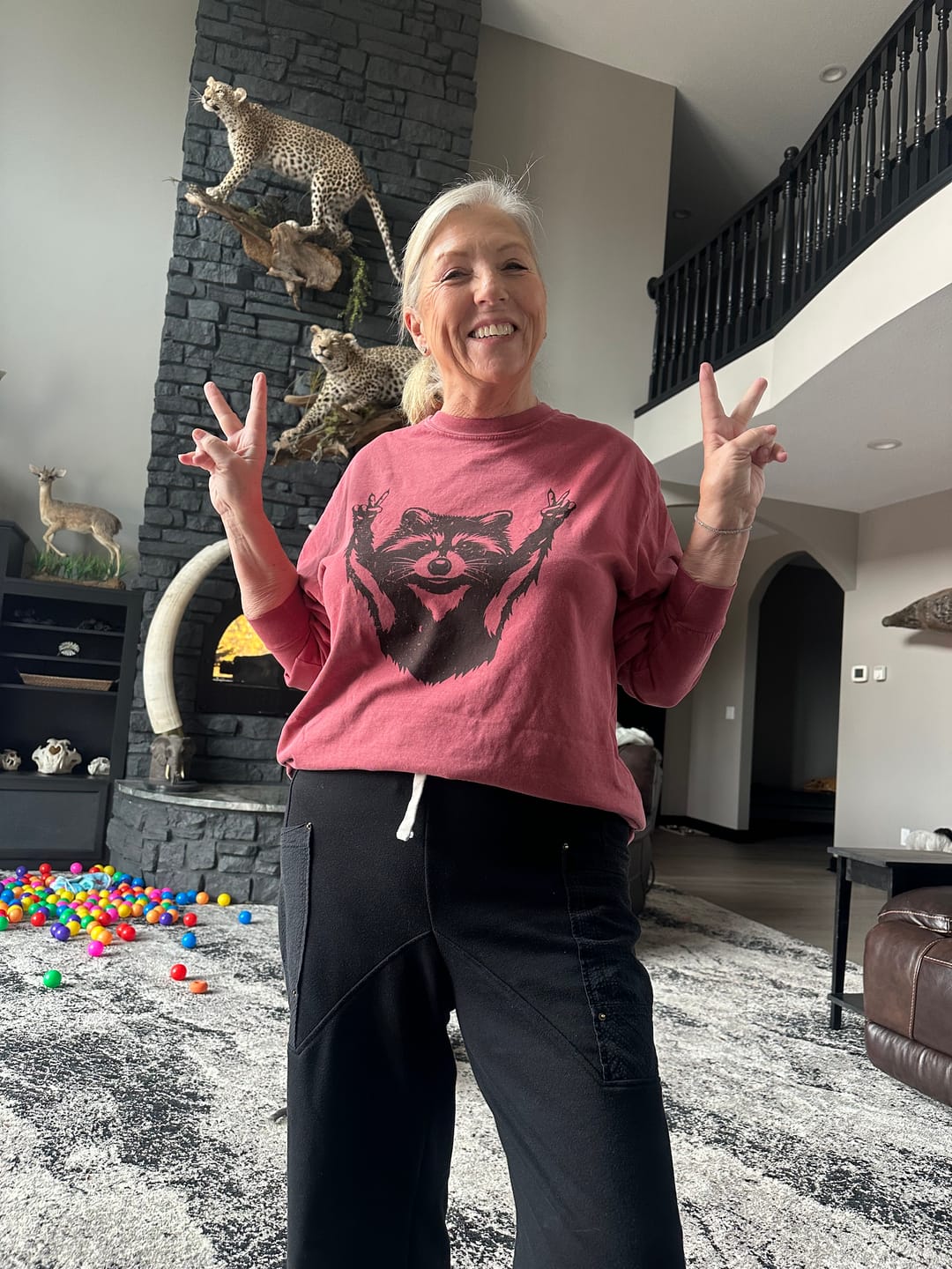 Customer photo review of Peace Raccoon Long Sleeve Tee