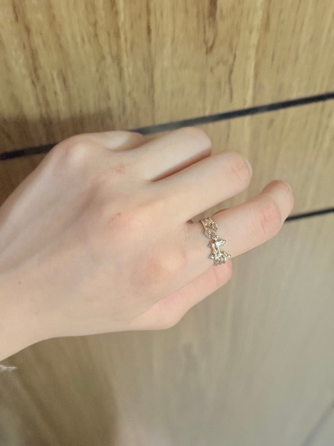 Customer photo review of "Bastet" 14K Gold Plated Elegant Statement Iris Adjustable Ring