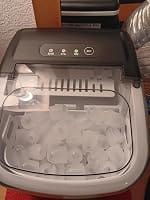 Customer photo review of Simzlife Portable Countertop Ice Maker, 26 Lbs/24H, 9 Bullet-Shaped Ice Cubes in 6 Minutes, Self-Cleaning Ice Machine, Red