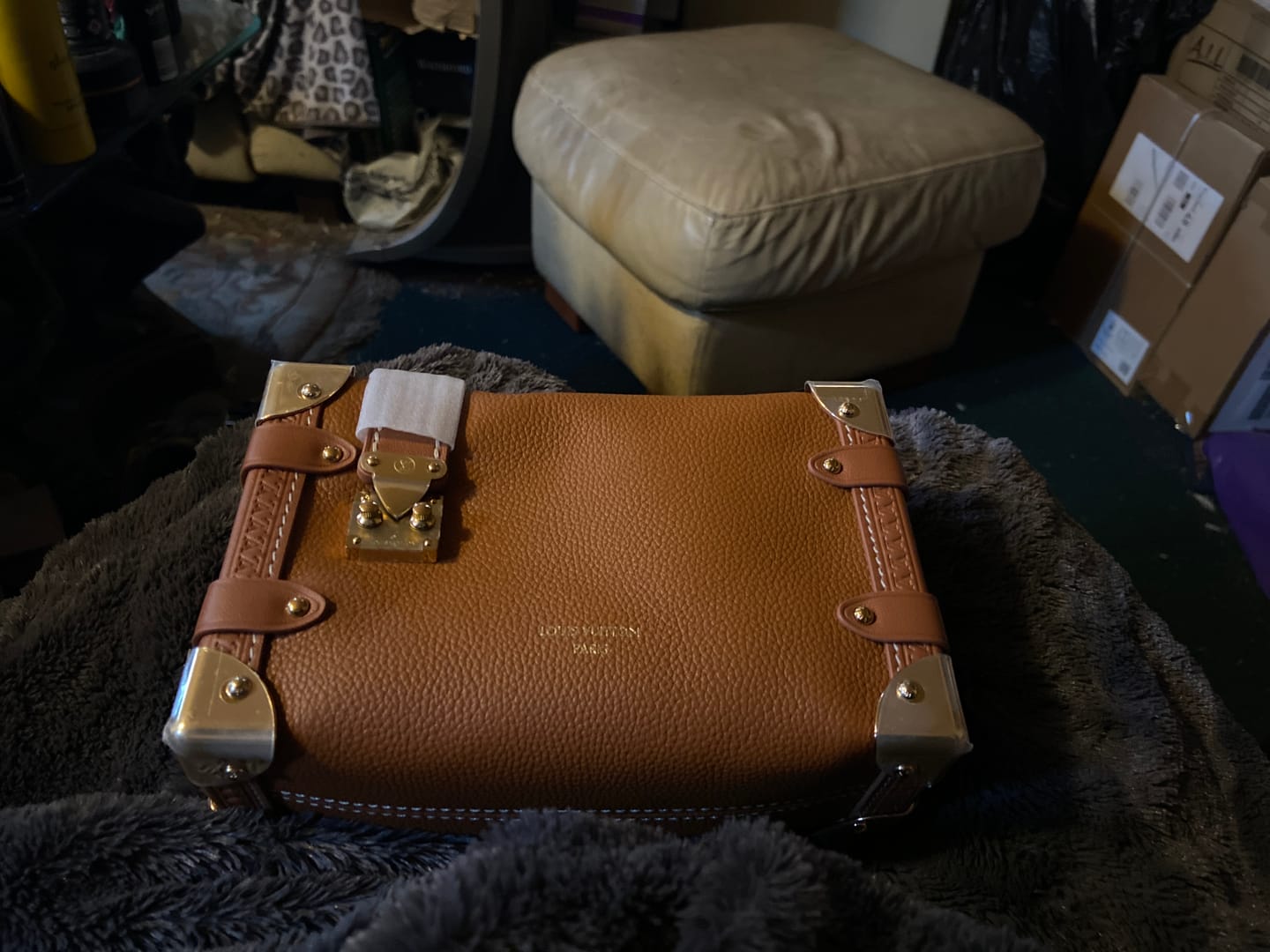 Customer photo review of Louis Vuitton 2026 Side Trunk PM Bag 21cm Brown Leather