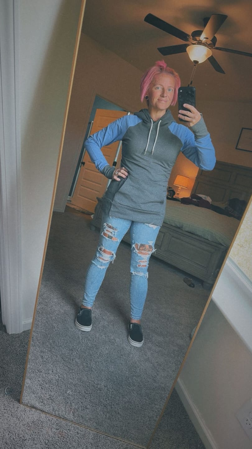 Customer photo review of Jamie Blue Pullover