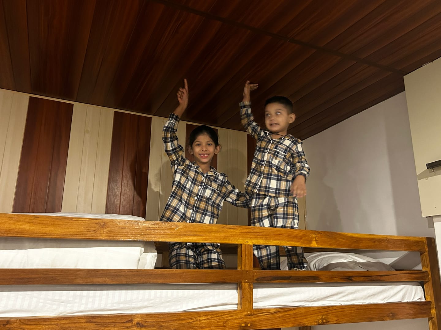 Customer photo review of Blue and Beige Flannel Night Suit