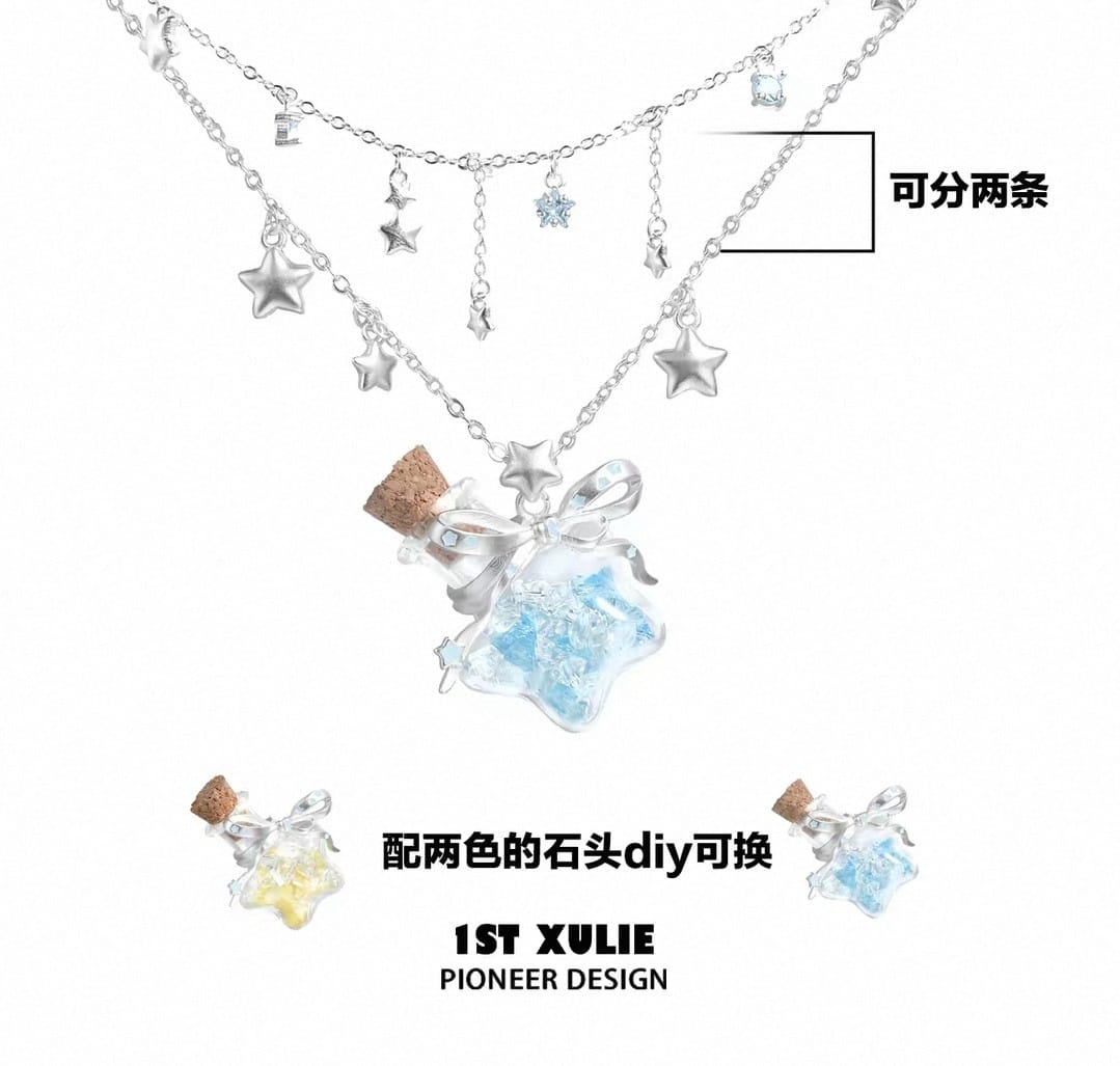 Customer photo review of “WISHING STAR” Platinum Plated Wishing Bottle Star Statement Pendant Necklace