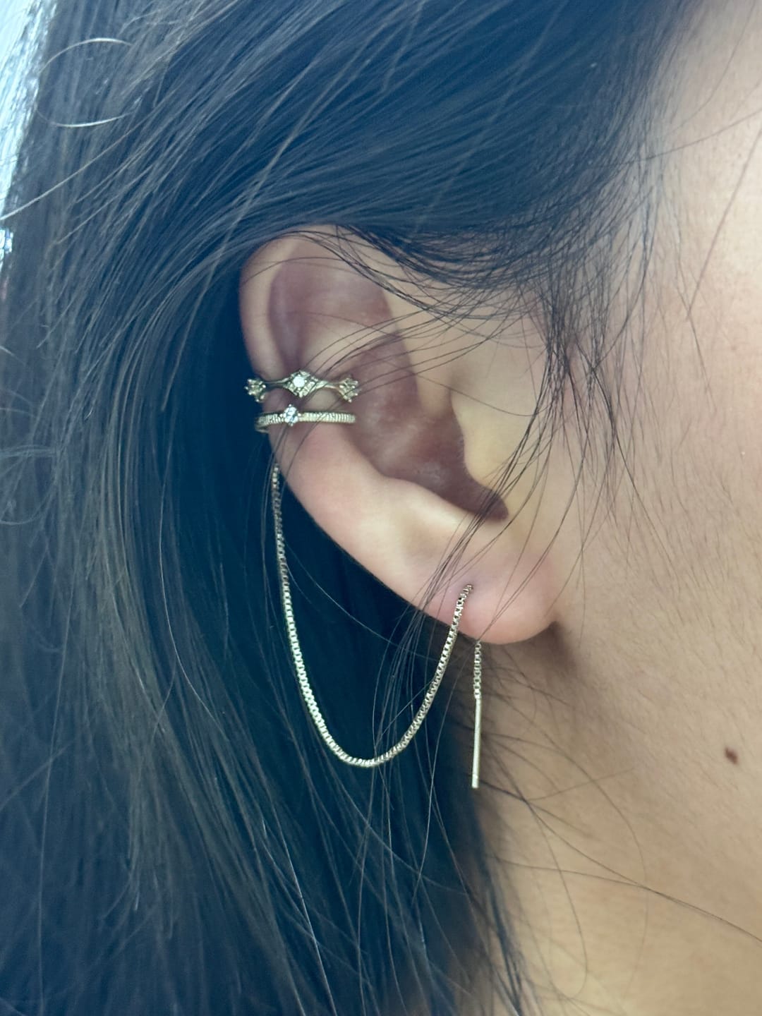 Customer photo review of "Bastet" 14K Gold Plated Vintage Iris Ear Cuffs, Statement Cartilage Earrings