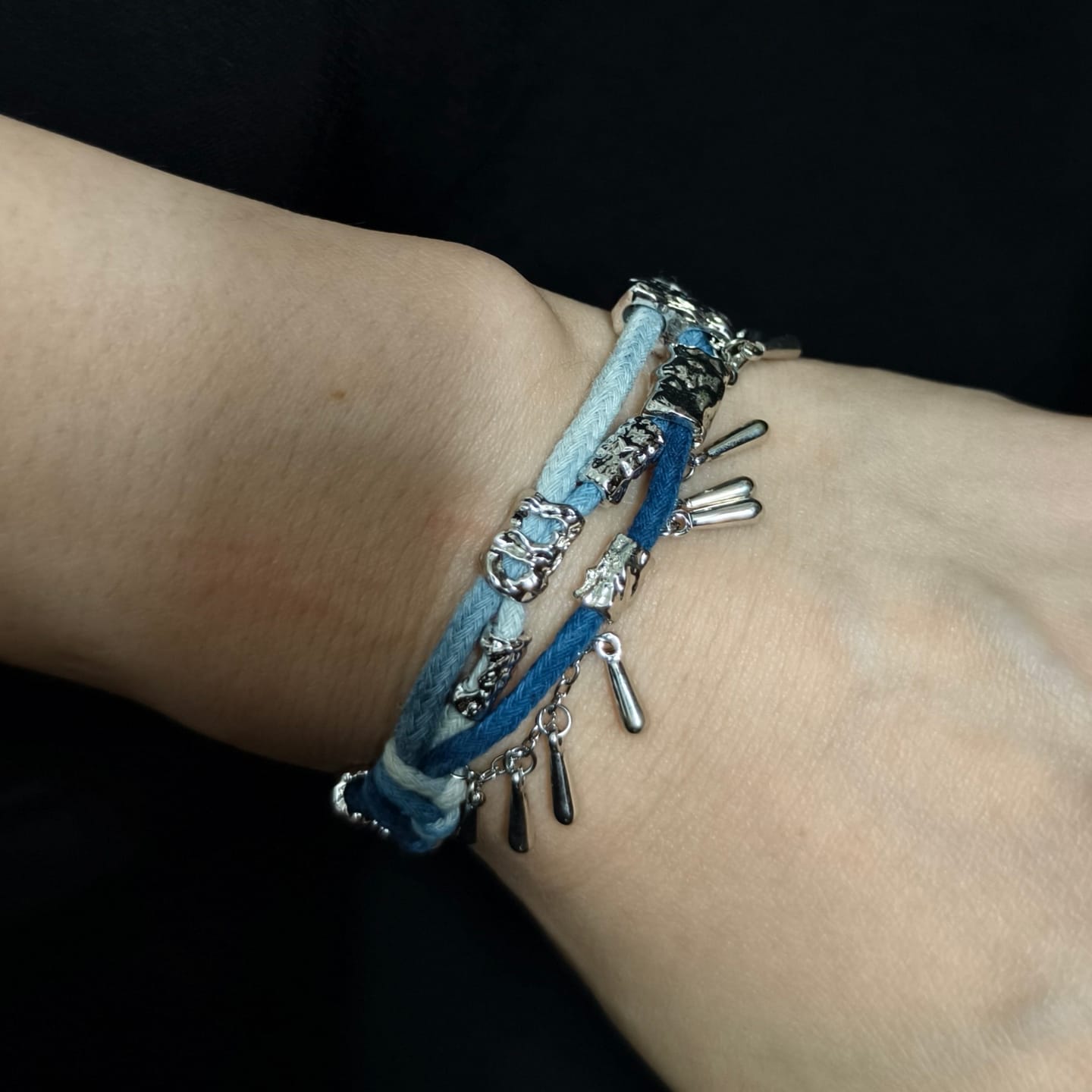 Customer photo review of "MIAO" Platinum Plated Ethnic Braided Tassel Bracelet, Statement Woven Handchain