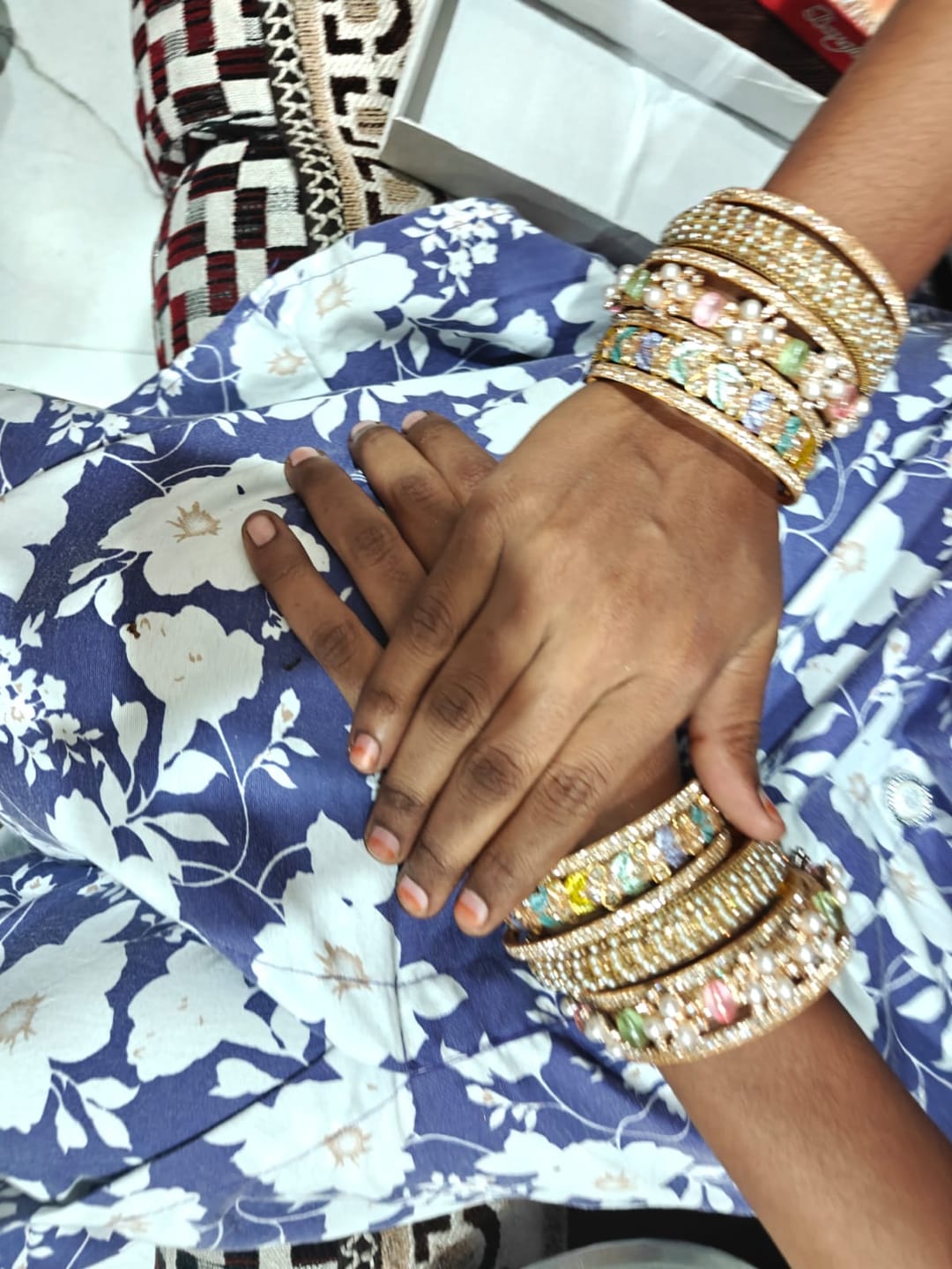 Customer photo review of Engraved Dots Bangle Bracelet