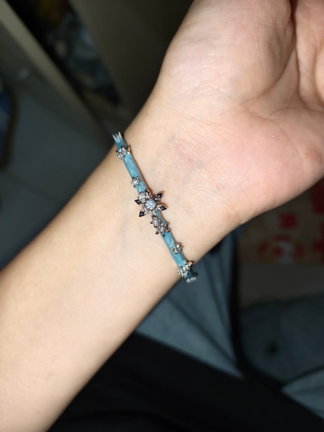 Customer photo review of "Snow Land" Platinum Plated Snowflake Charm Bracelet