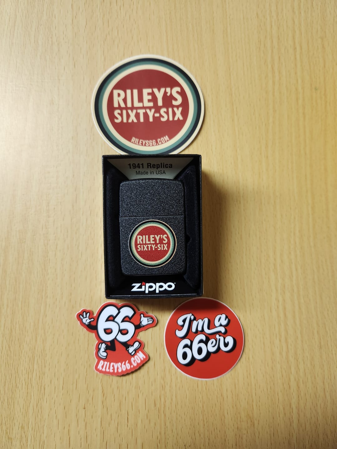 Customer photo review of Round Logo Zippo Lighter - 1 of 30 - Riley's 66 Original Artwork