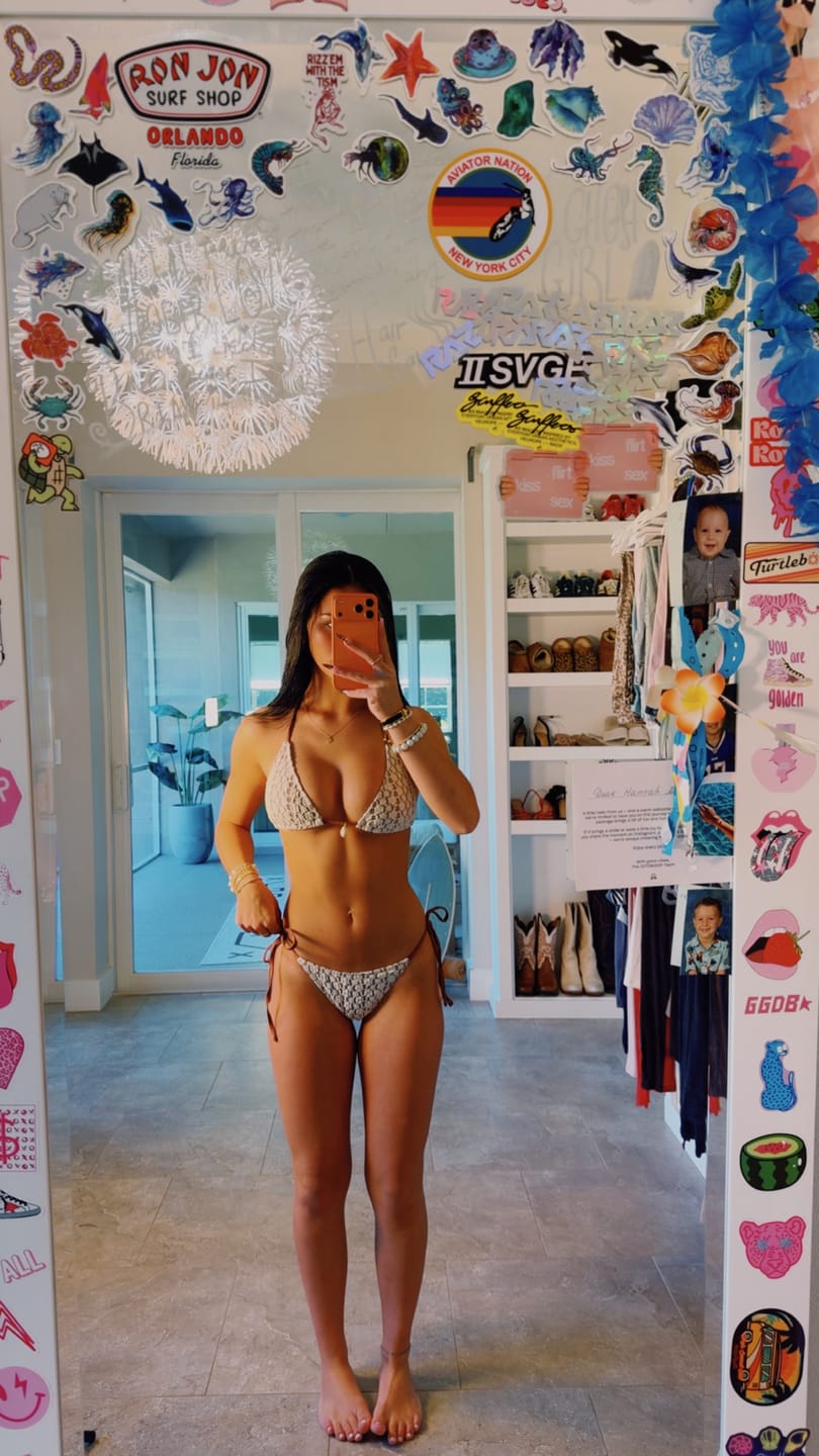 Customer photo review of Seamolly  Lace Bowknot Triangle Top & Cheeky Brazilian Bottom Bikini Set for 4th of July