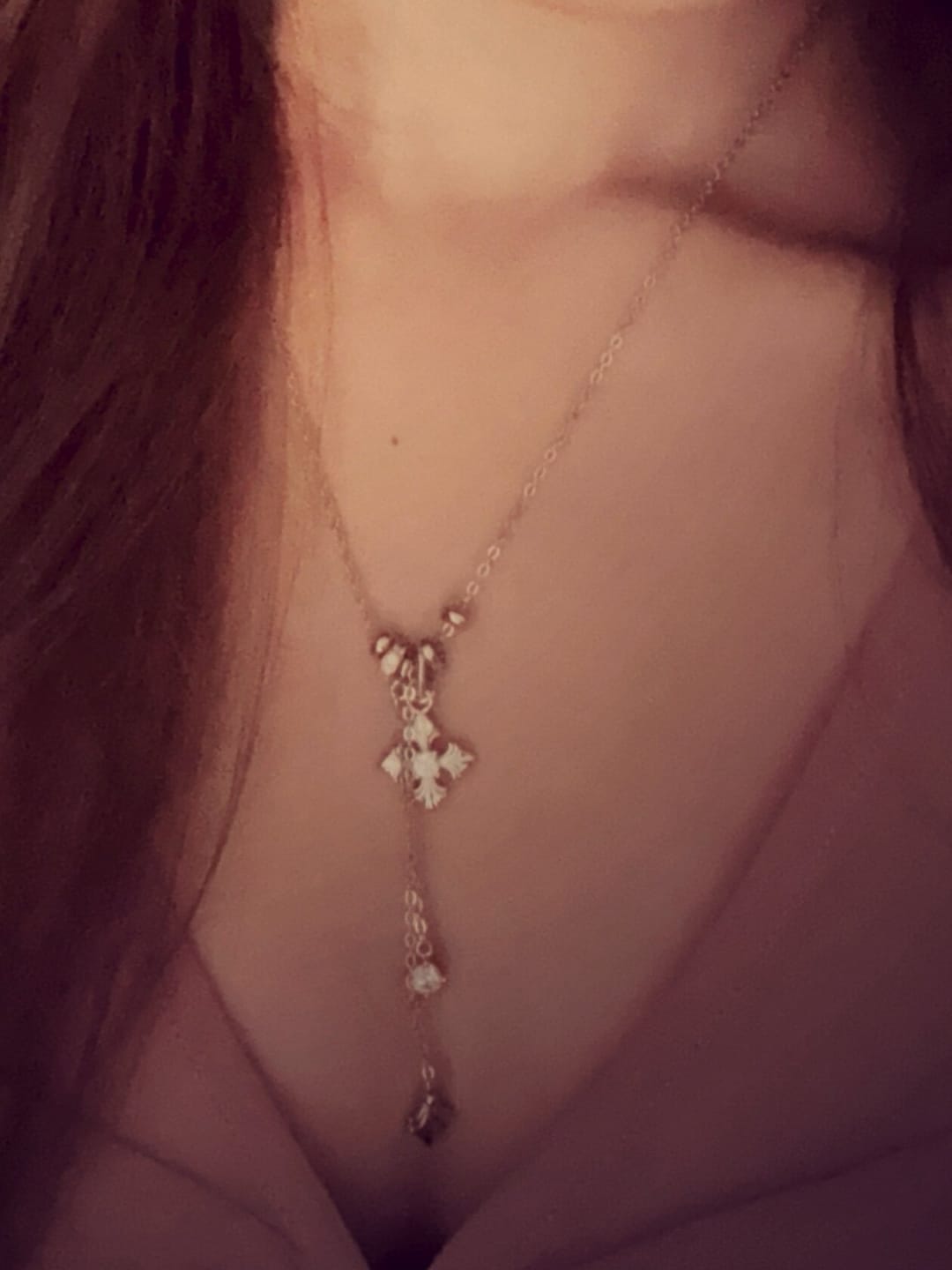 Customer photo review of "Bastet" Vintage Iris Pendant Necklace, with Zirconia
