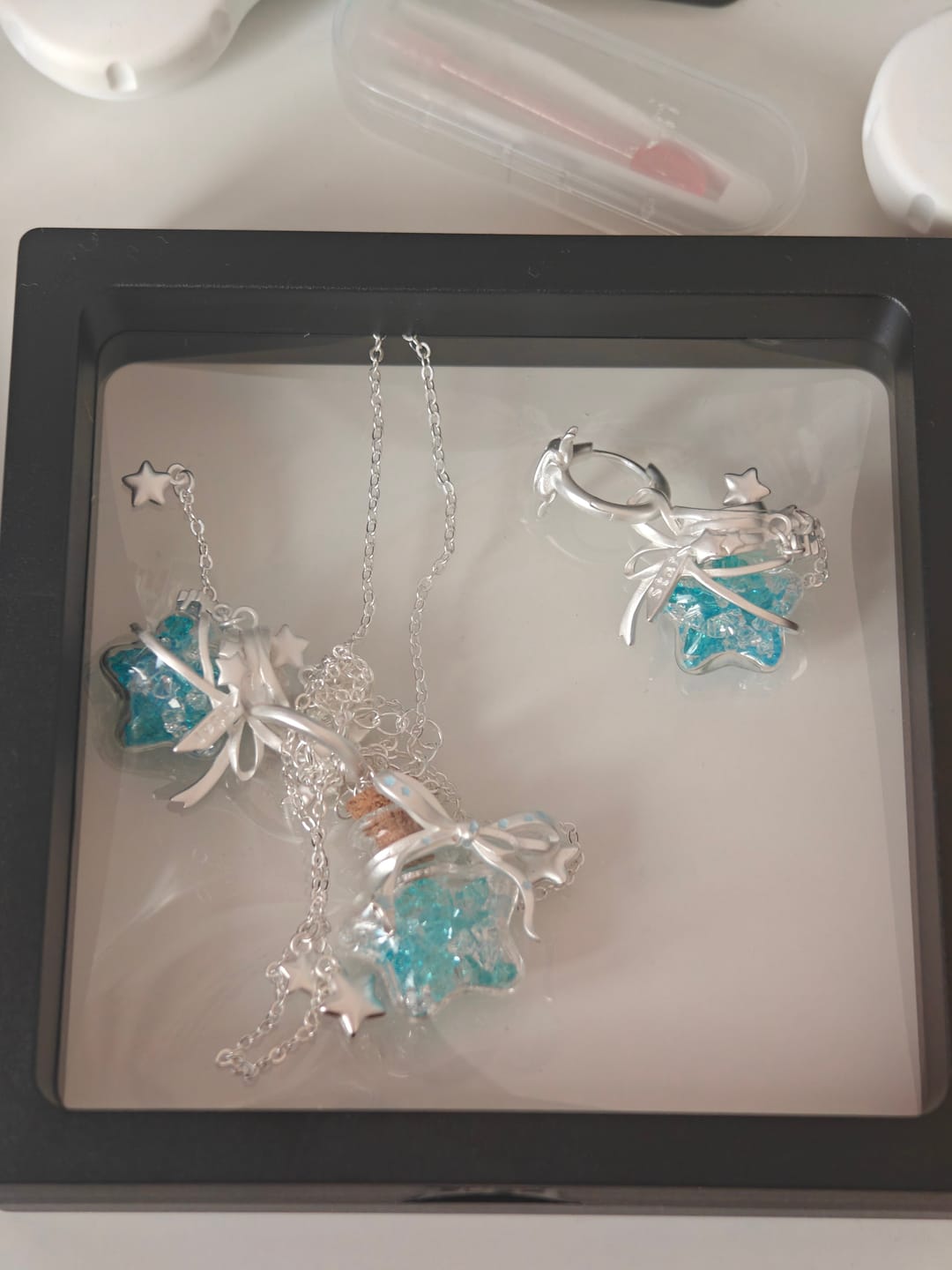 Customer photo review of “WISHING STAR” Platinum Plated Wishing Bottle Star Statement Pendant Necklace