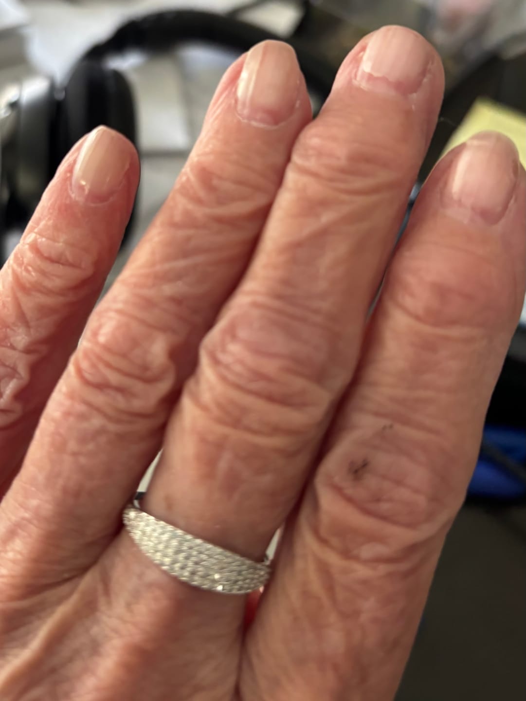 Customer photo review of Slim Pavé Moissanite Signet Ring