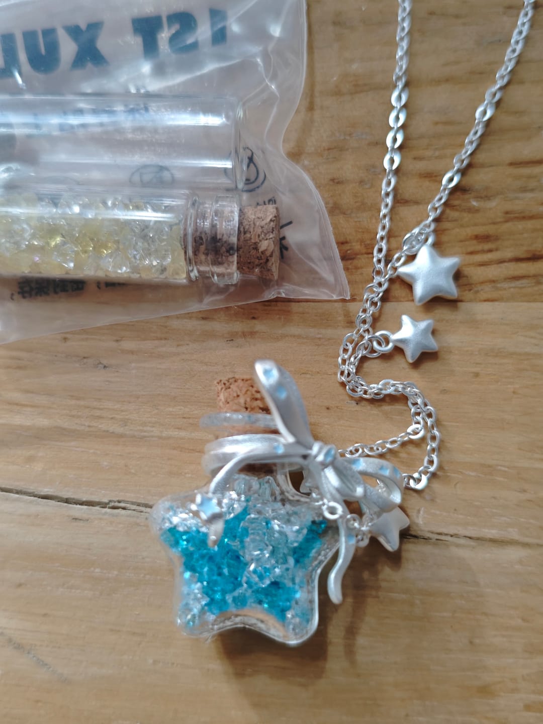 Customer photo review of “WISHING STAR” Platinum Plated Wishing Bottle Star Statement Pendant Necklace