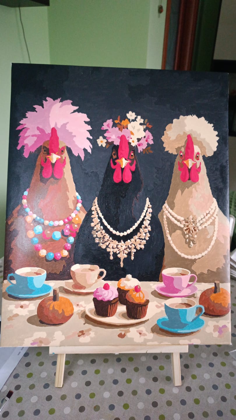 Customer photo review of Fancy Chickens Society | Paint by Number