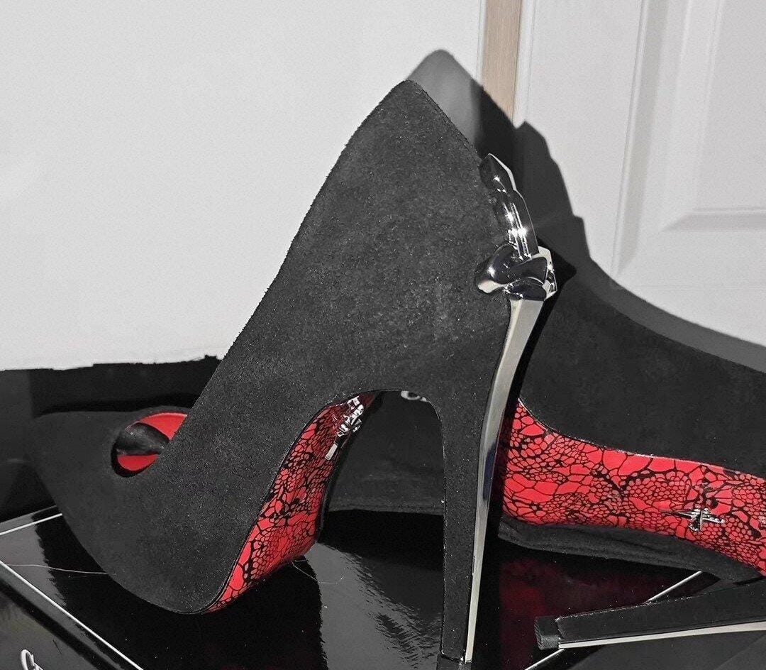 Customer photo review of THE MIDNIGHT VELVET DAGGER IN GOLD, SILVER & BURGUNDY — *ONLY 4 REMAIN*