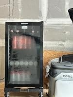 Customer photo review of Simzlife 4.5 Cu.ft Beverage Refrigerator and Cooler, 145 Can Mini fridge with Glass Door for Soda Beer Wine, Small Drink Dispenser with Digital Adjustable Thermostat for Home Office Bar