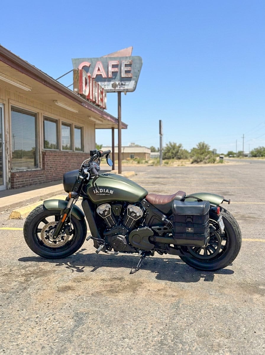Customer photo review of 15L - Incognito Quick Mount Medium Indian Scout Bobber Solo Saddlebag (Left Only)