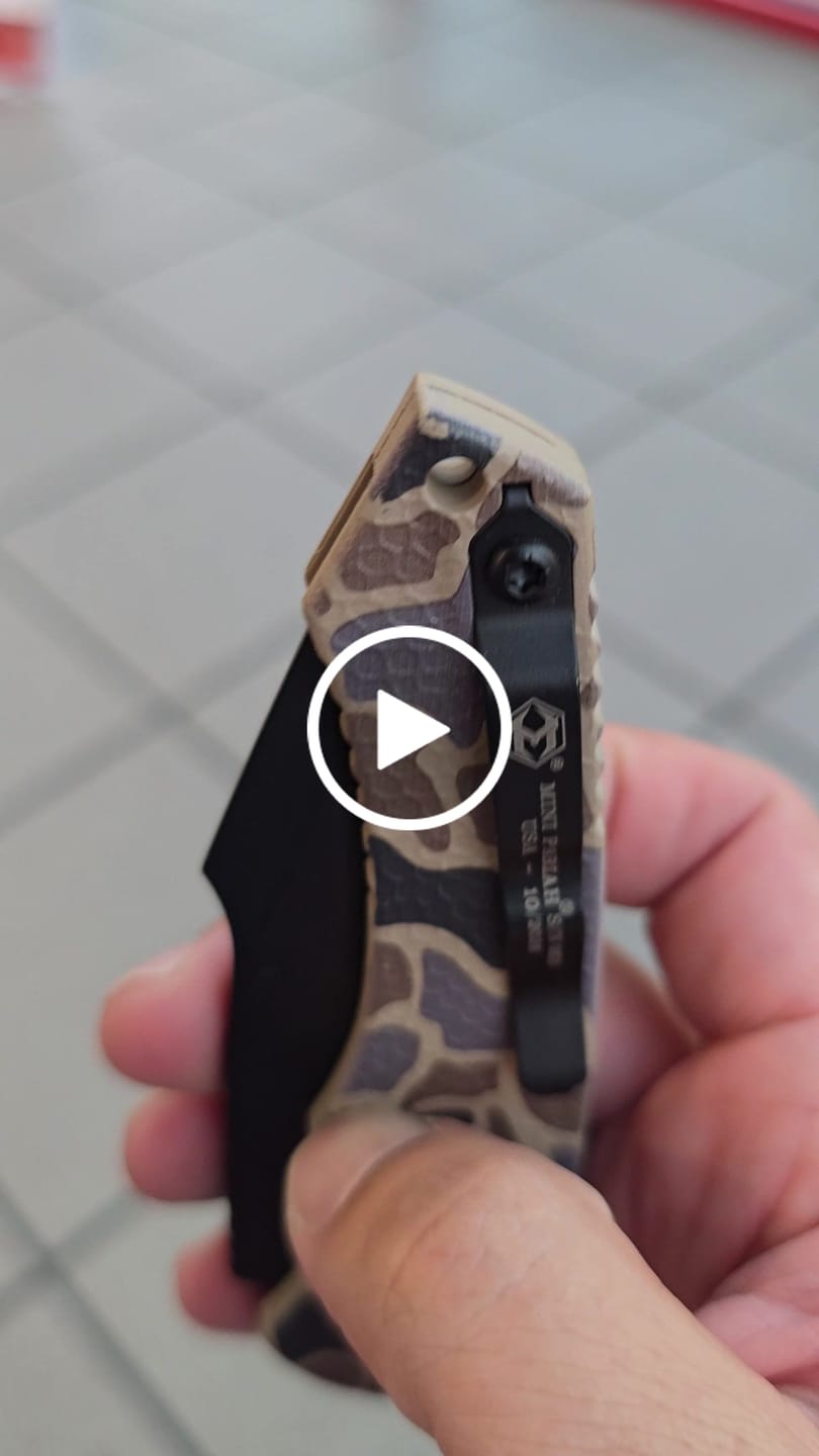 Customer video review of Heretic Mini Pariah Auto Duck Camo, 3.36" MagnaCut Black Tanto, Glass Packed Polymer Chassis - Made in USA (H055-DC)