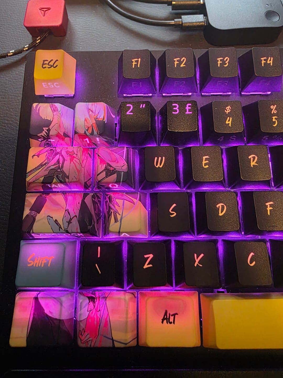 Customer photo review of Cyberpunk Edgerunners Keycaps