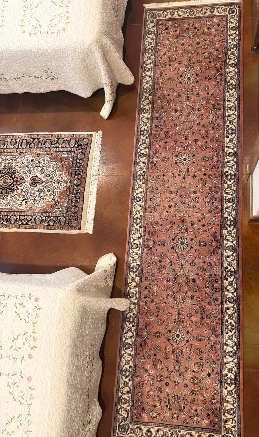 Customer photo review of Indo Persian Runner Rug 2.6 x 10, Wool Hand Knotted Vintage Oriental Carpet, Pink & Ivory, Floral Allover, Hallway Rug
