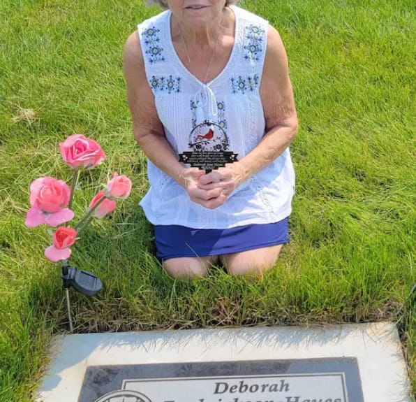 Customer photo review of Personalized Cardinal Memorial Garden Stake – Those We Love Don't Go Away Poem, Custom Name & Dates, Black Metal Sympathy Gift for Loss of Loved One