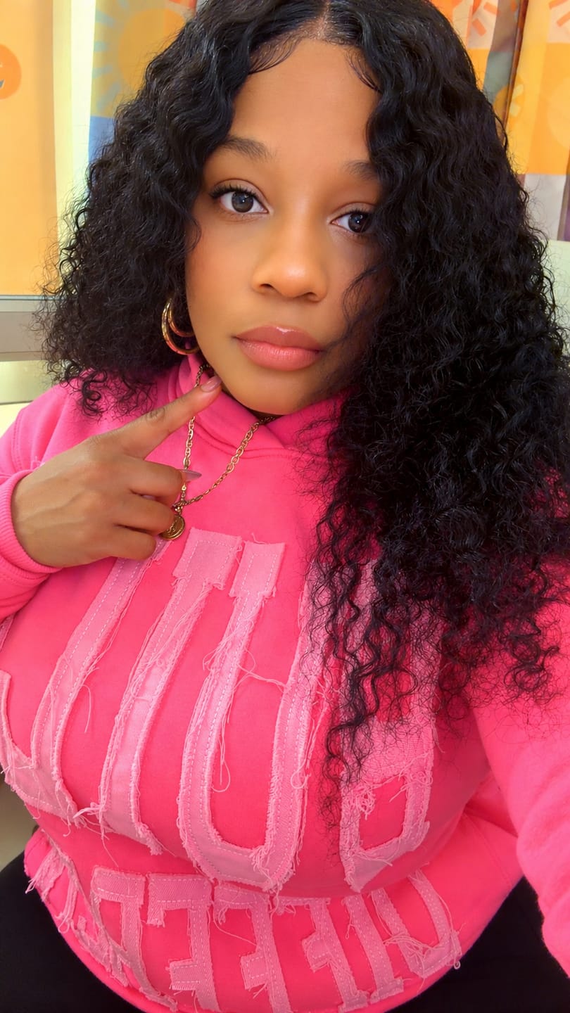 Customer photo review of Pink Legacy Hoodie – Believe Hope Fight Edition