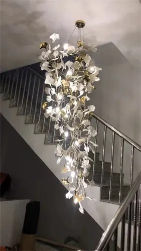 Customer photo review of Gold Leaf Chandelier, Ceramic or Acrylic Leaves, Branching, 50-180 cm