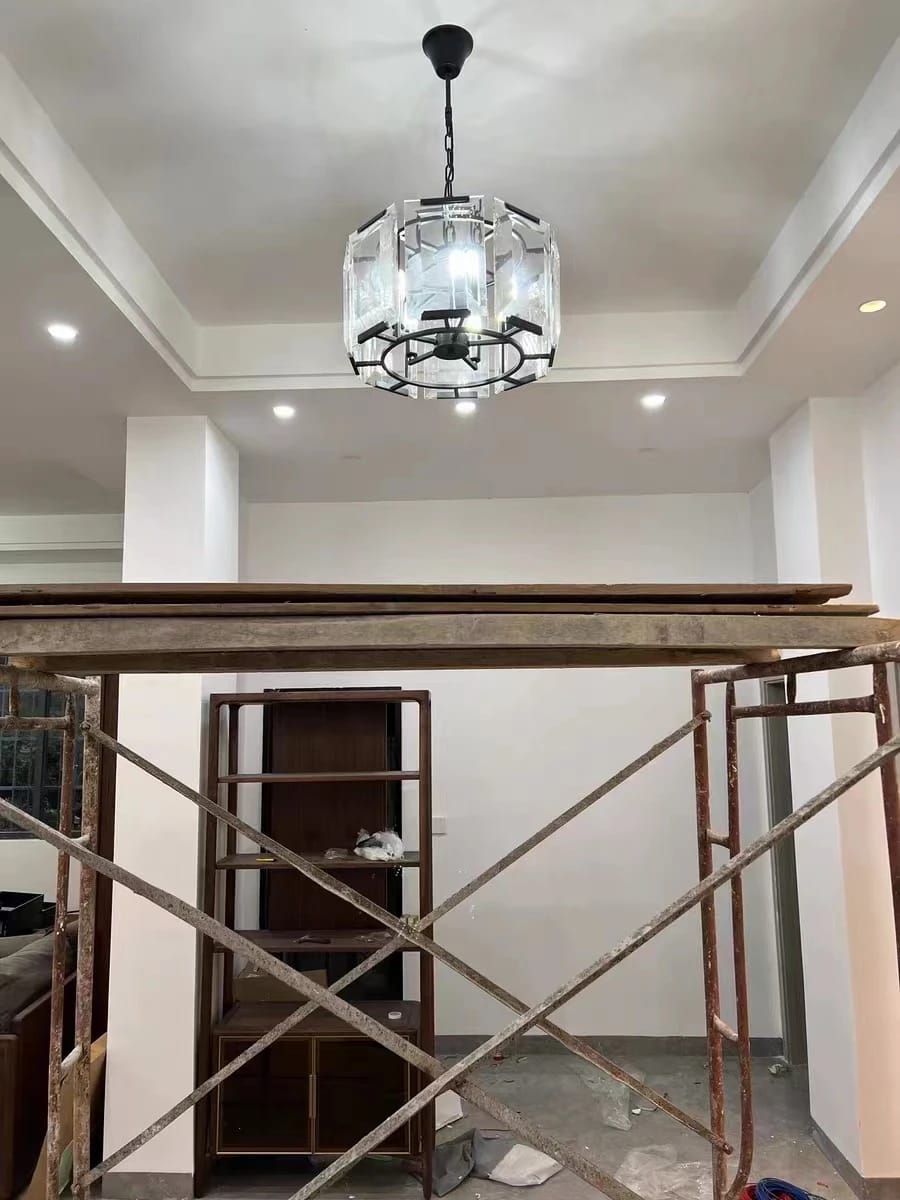 Customer photo review of Crystal Chandelier, Round Drum of Faceted Prisms, 48-147 cm