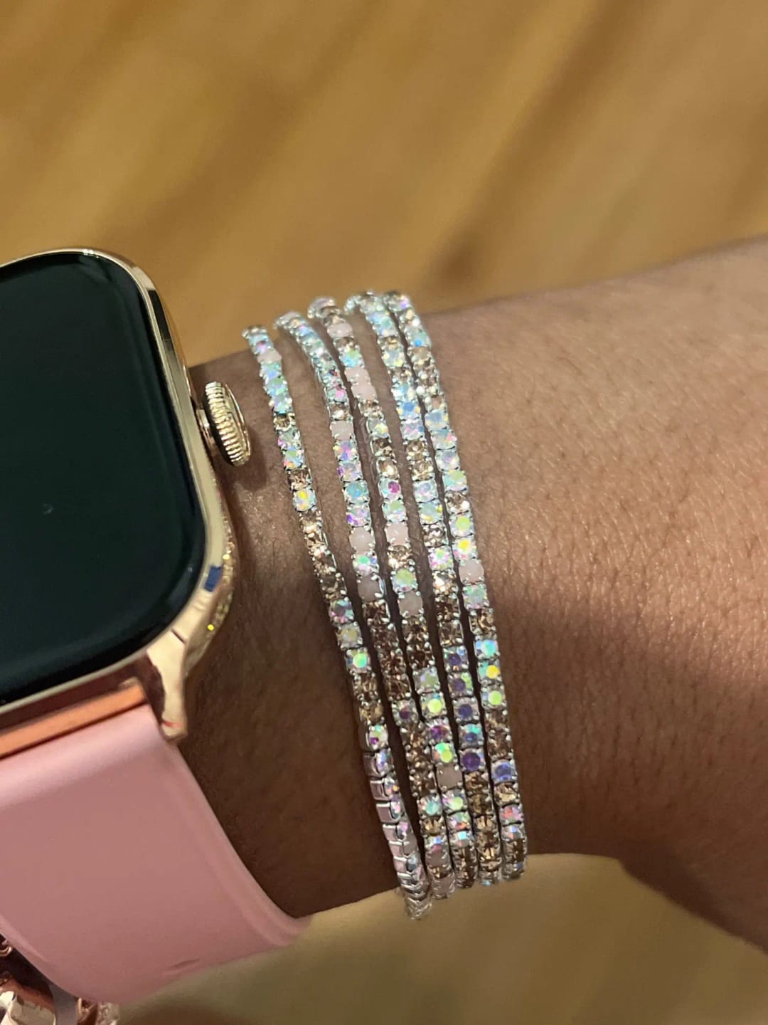 Customer photo review of Colorful Crystal Elastic Bracelets