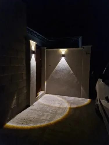 Customer photo review of Solar Outdoor Wall Light for Patio, Black Wall Sconce, IP65