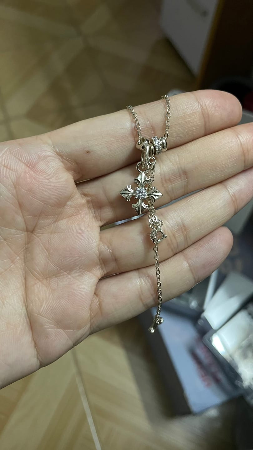 Customer photo review of "Bastet" Vintage Iris Pendant Necklace, with Zirconia