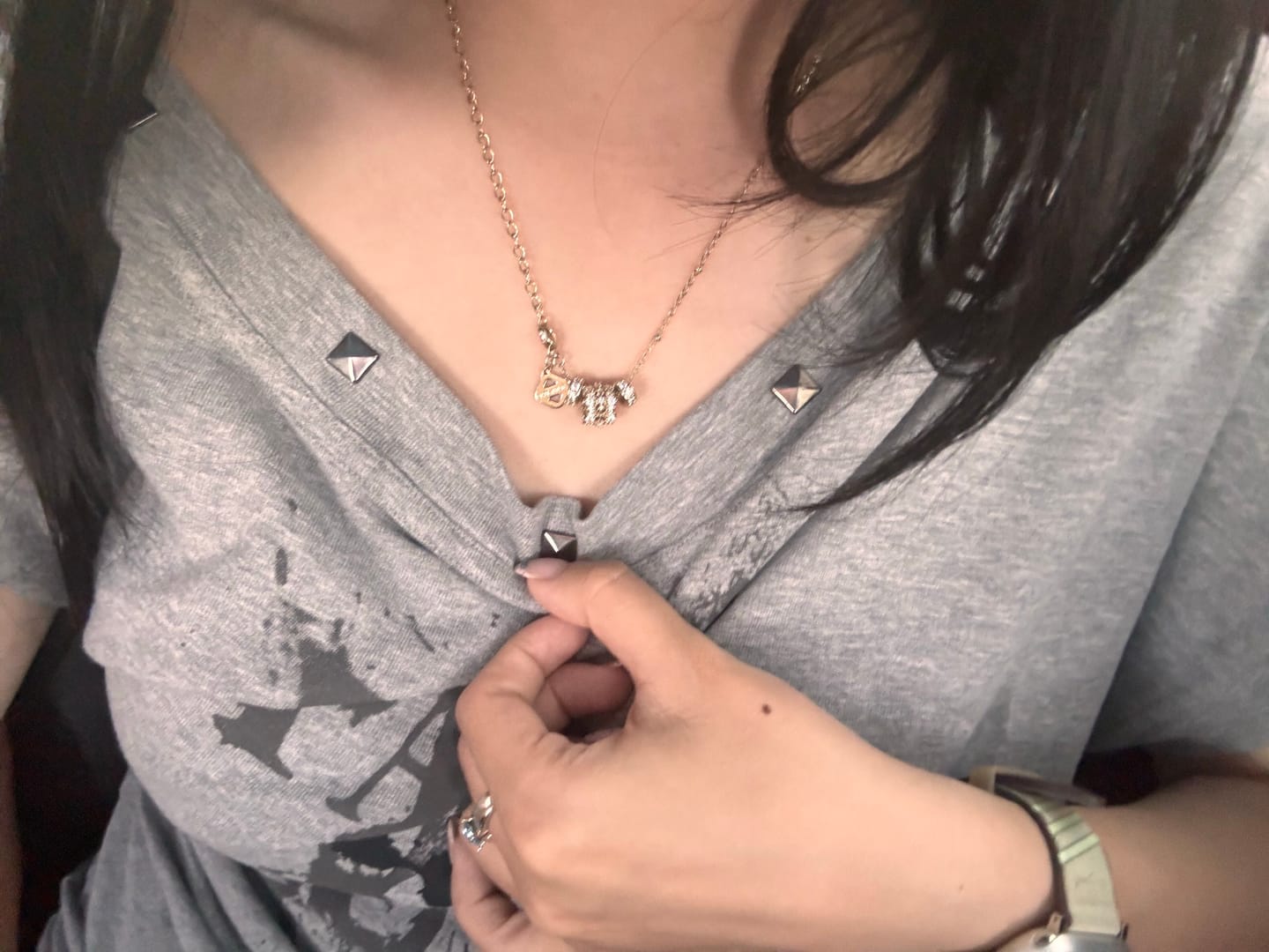 Customer photo review of "Bastet" 14K Gold Plated Vintage Sacred Iris Pendant Necklace, Floral Statement Jewelry