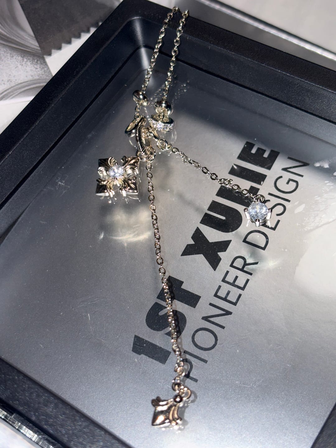 Customer photo review of "Bastet" Vintage Iris Pendant Necklace, with Zirconia