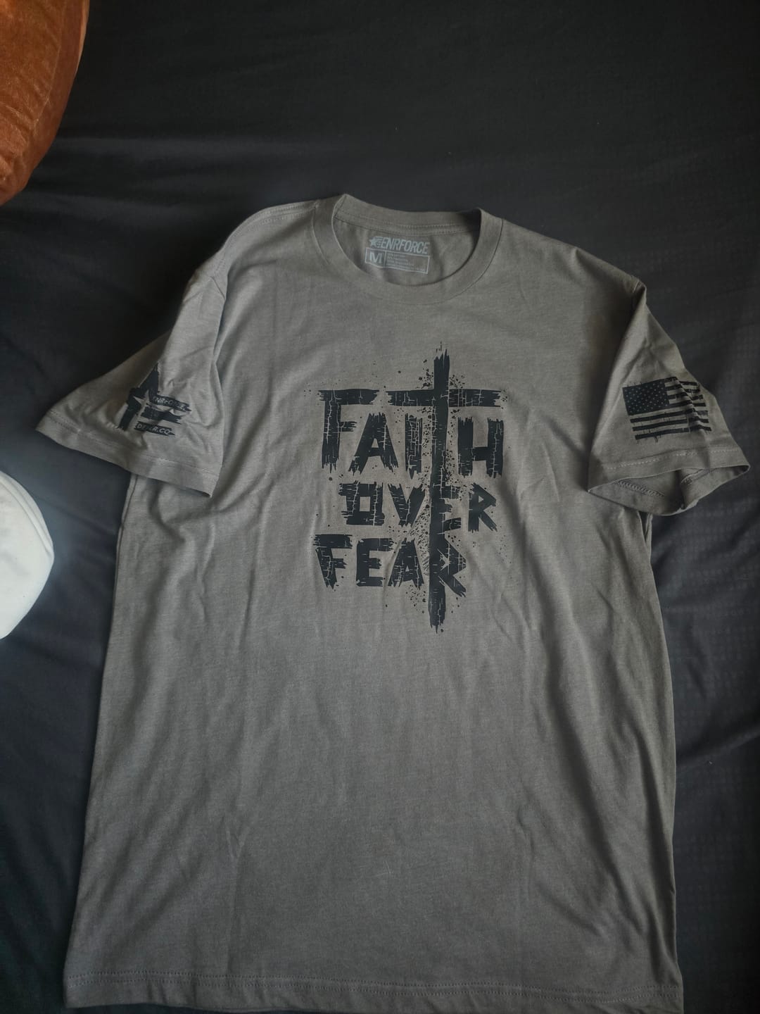 Customer photo review of Faith Over Fear Tee