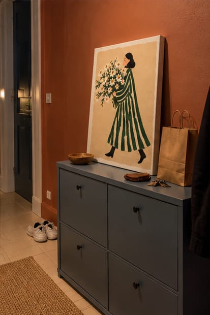 Customer photo review of Woman with Daisy Bouquet Canvas Wall Art