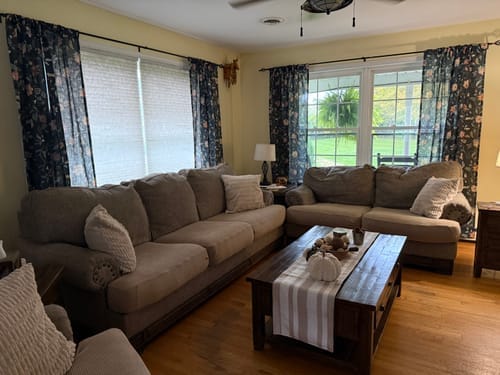 Customer photo review of Hattie Floral Linen Blend Custom Curtains