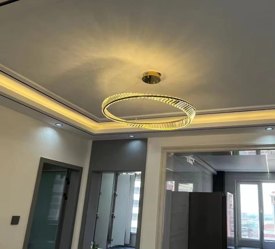 Customer photo review of Gold Crystal Chandelier, Twisting Ring, Hardwired LED, 40-100 cm