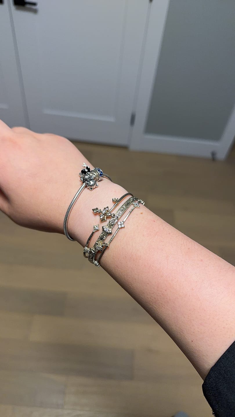Customer photo review of "Bastet" 14K Gold Plated Vintage Iris Adjustable Bangle, Statement Cuff