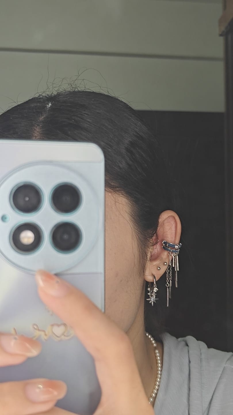 Customer photo review of "MIAO" Platinum Plated Miao Ethnic Tassel Ear Cuffs, Non-Pierced Dangle Earrings
