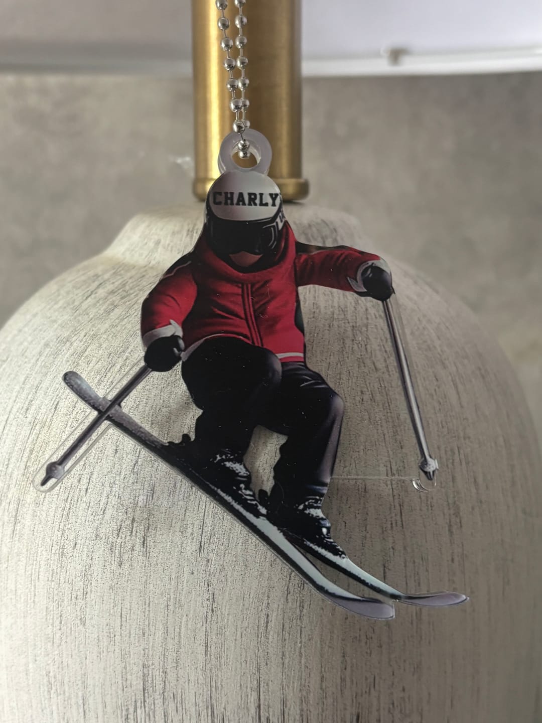 Customer photo review of Skiing Fun Personalized Name Shaped Ornament, Gift Idea For Skiing Lovers