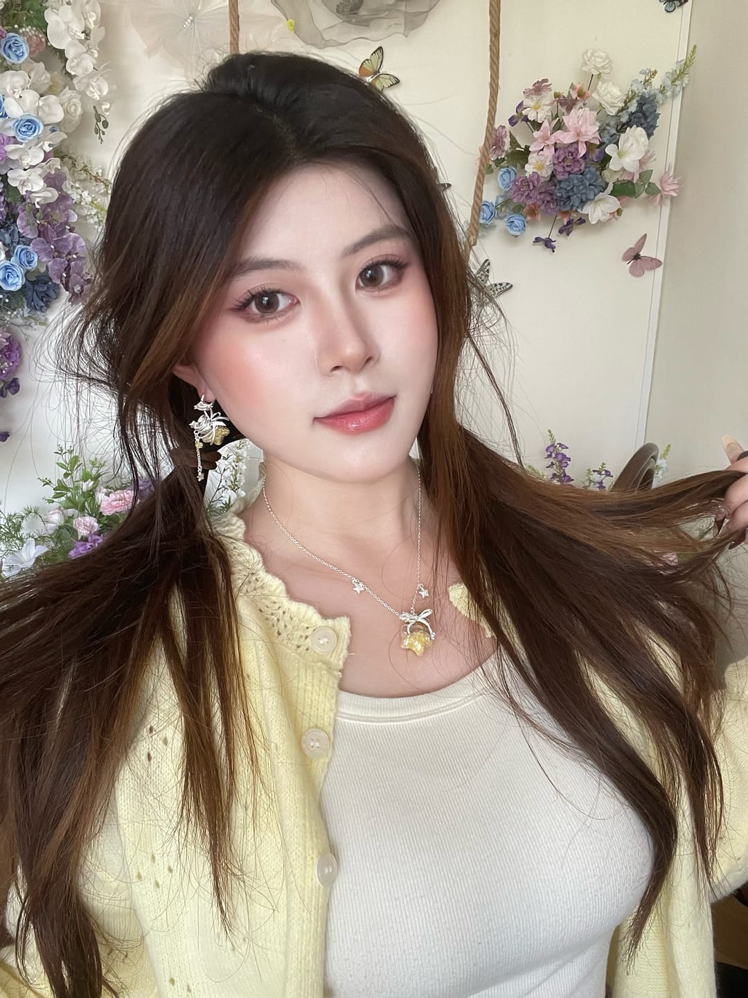 Customer photo review of "WISHING STAR" Platinum Plated Wishing Bottle Dangle Earrings