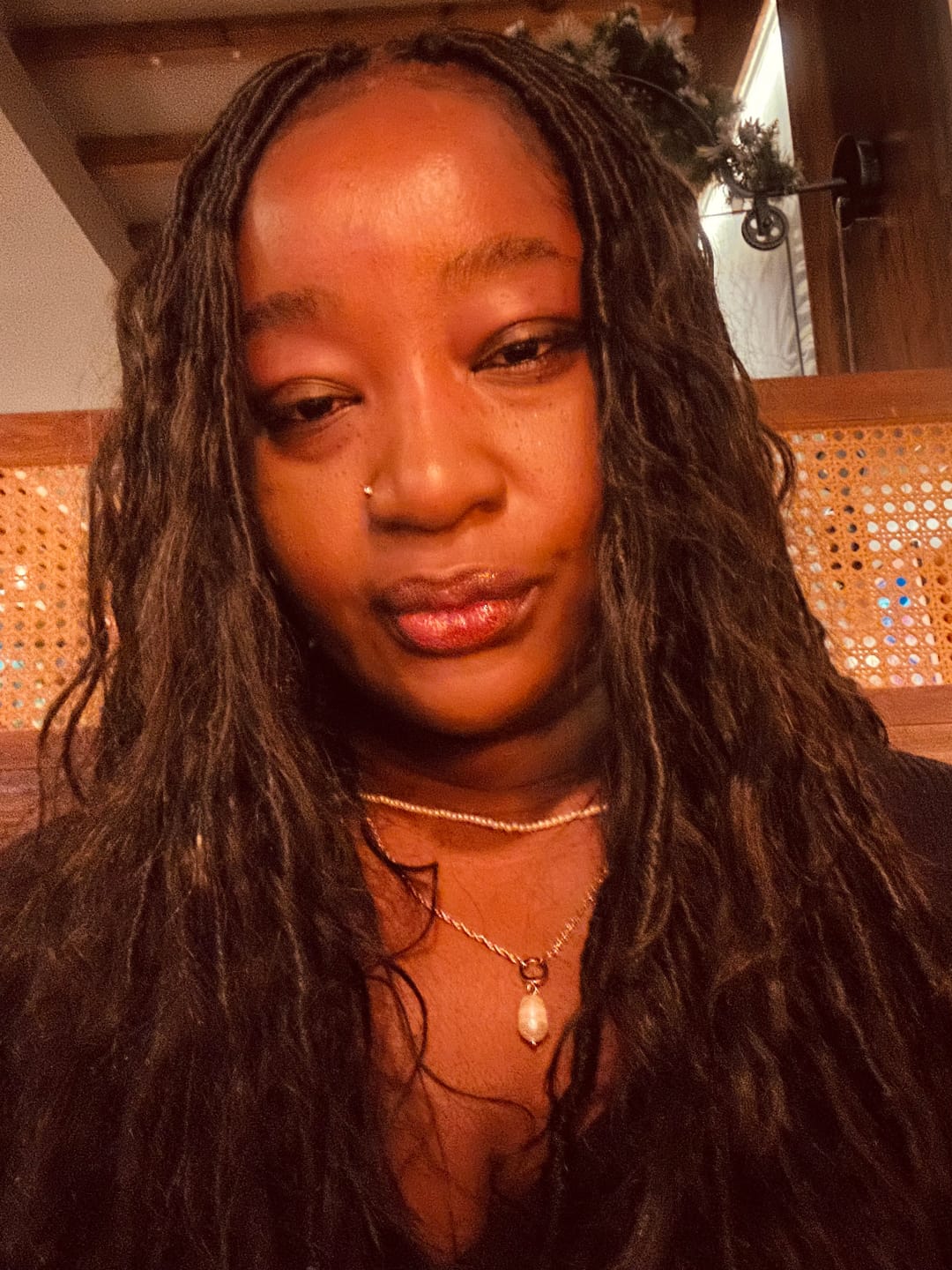 Customer photo review of Pre-looped Crochet Boho Locs with Body Wave Virgin Human Hair Curls